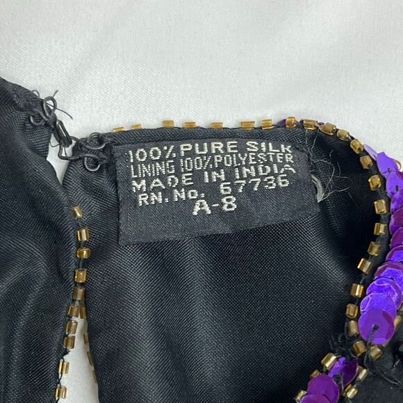 Vintage 80’s black silk sequin and bead evening blouse - Picture 14 of 16